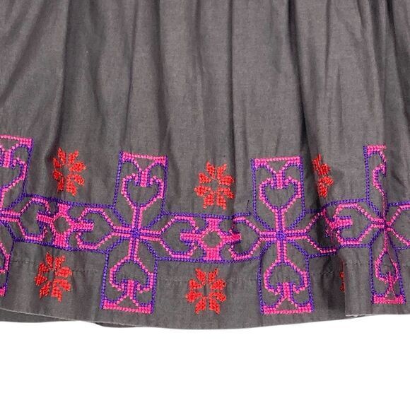 American Eagle Skater Skirt Women Large Gray Embroidered Elasticwaist Fall Skirt - Picture 2 of 8